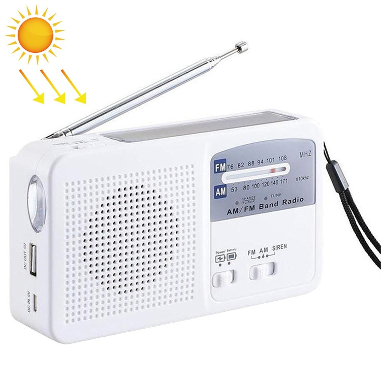 Linterna LED multifunción con energía solar/dinamo con manivela, radio AM/FM y cargador de teléfono móvil, RD369