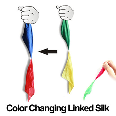Juguete para trucos de magia: seda enlazada que cambia de color, Color Changing Linked Silk
