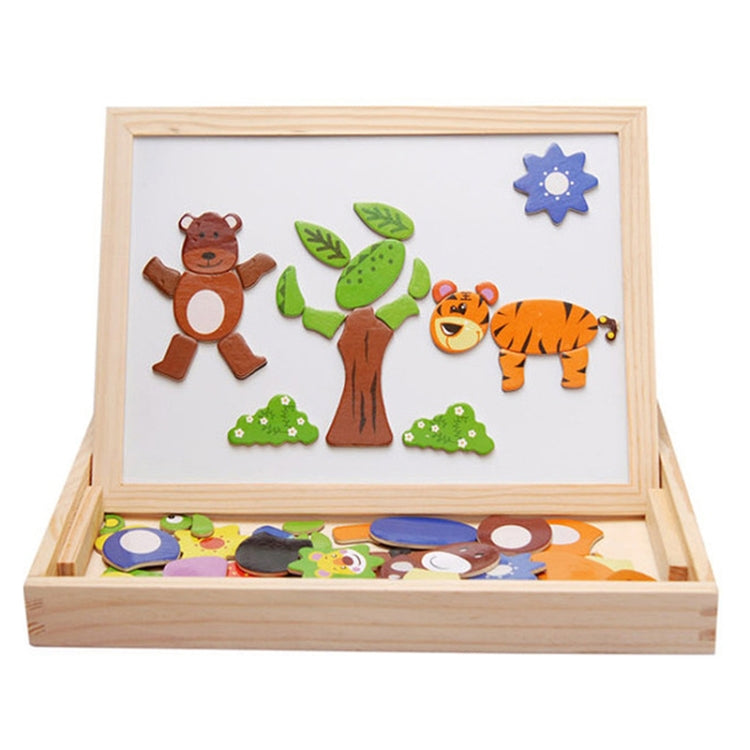 Tablero de dibujo magnético de doble cara con rompecabezas de animales, Animal 1