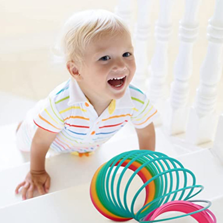 Caleidoscopio de juguete clásico para niños, anillo de arcoíris, bobina de resorte de plástico plegable, juguete (entrega aleatoria), Rainbow Ring