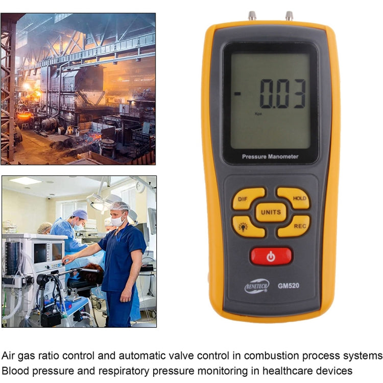Manómetro de presión con pantalla LCD BENETECH GM520
