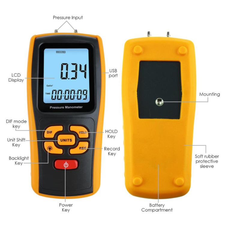 Manómetro de presión con pantalla LCD BENETECH GM510