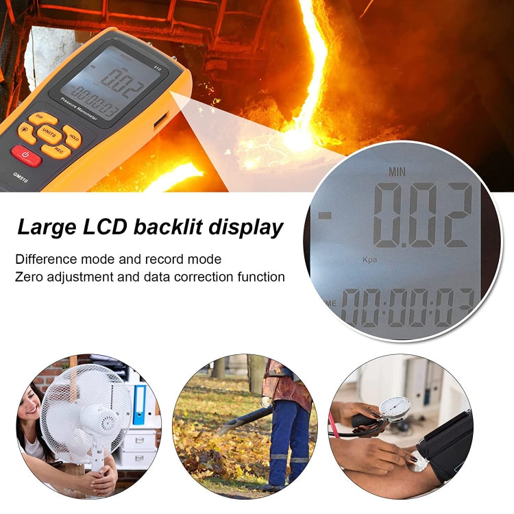 Manómetro de presión con pantalla LCD BENETECH GM510