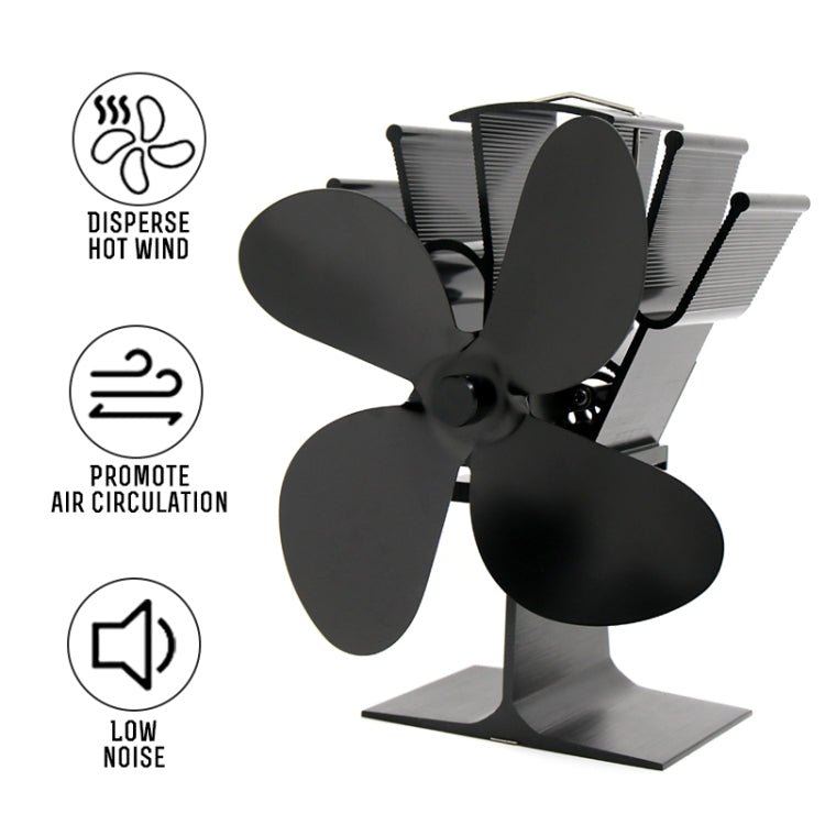 Ventilador de estufa de calor de aleación de aluminio ecológico YL603 con 4 aspas para estufas de leña/gas/pellets