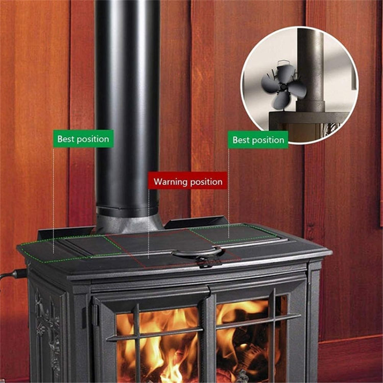 Ventilador de estufa de calor de aleación de aluminio ecológico YL603 con 4 aspas para estufas de leña/gas/pellets