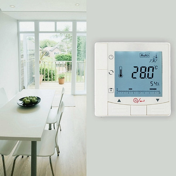 Termostato de ambiente programable de 2 tubos para aire acondicionado con pantalla LCD para unidad Fan Coil