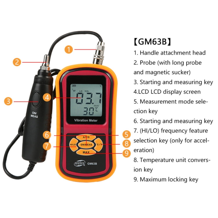 BENETECH GM63B Medidor de Vibraciones Digital