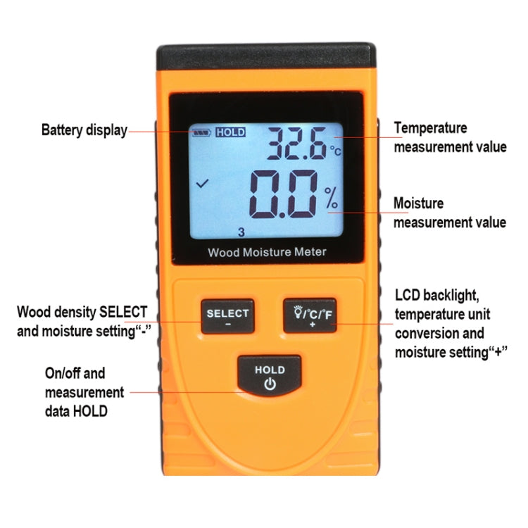 Medidor de humedad de madera digital GM630 con LCD