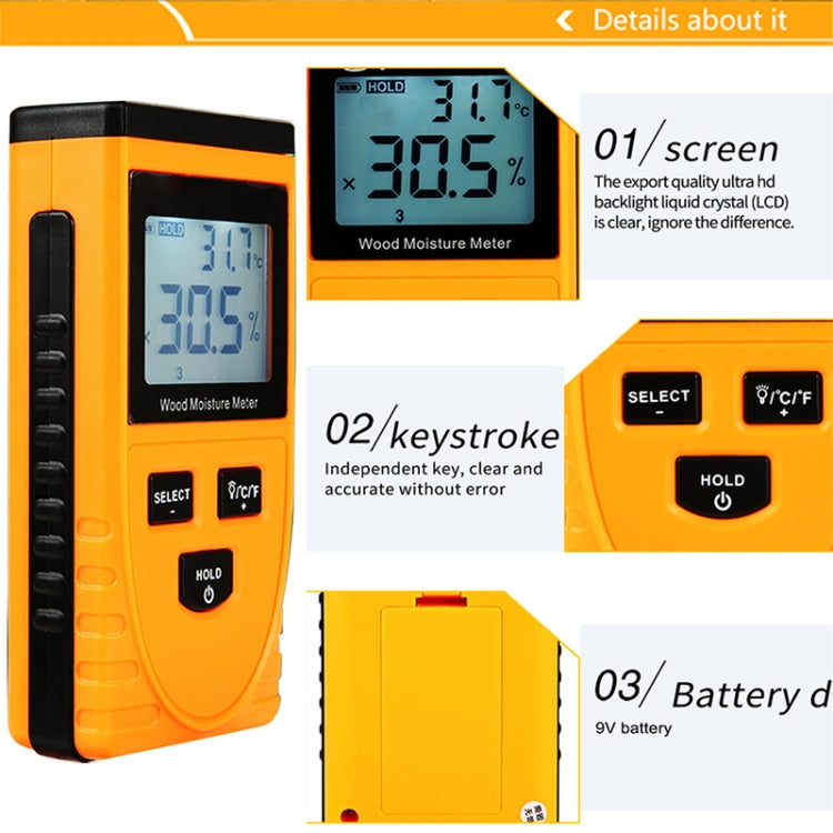 Medidor de humedad de madera digital GM630 con LCD