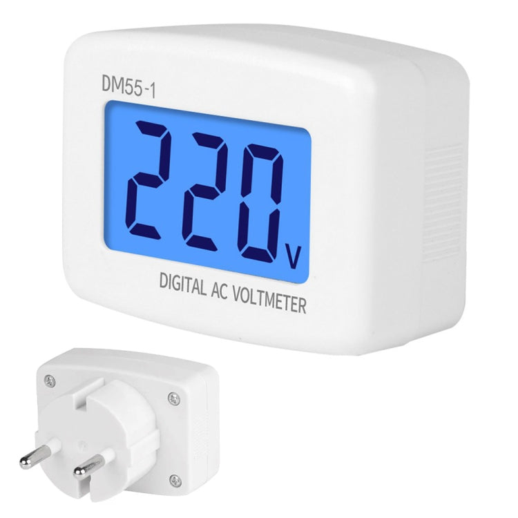 Voltímetro digital de voltaje CA LCD DM55-1, rango de medida: 110 V-300 V, enchufe de la UE