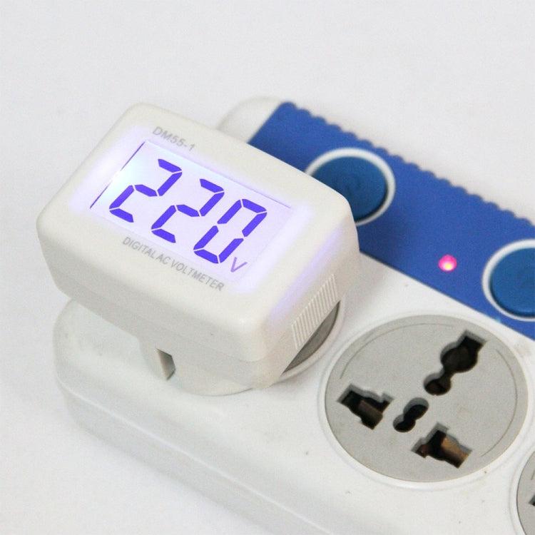 Voltímetro digital de voltaje CA LCD DM55-1, rango de medida: 110 V-300 V, enchufe de la UE