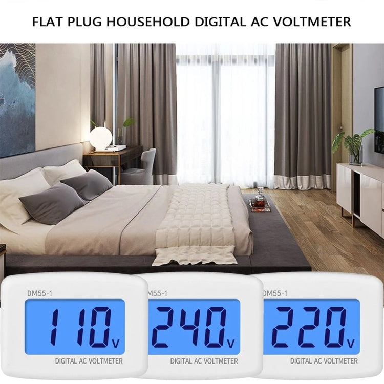 Voltímetro digital de voltaje CA LCD DM55-1, rango de medida: 110 V-300 V, enchufe de la UE