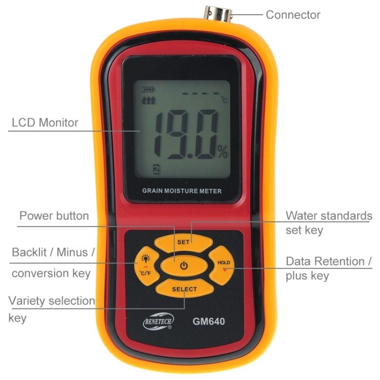 BENETECH GM640 Medidor de humedad de grano digital de alta calidad con pantalla LCD