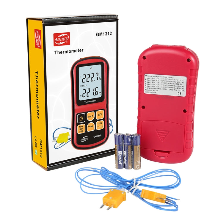 BENETECH GM1312 Termómetro termopar con pantalla LCD de 2,4 pulgadas Medida tipo J, K, T, E, N y R, rango de medida: -50 ~ 300C