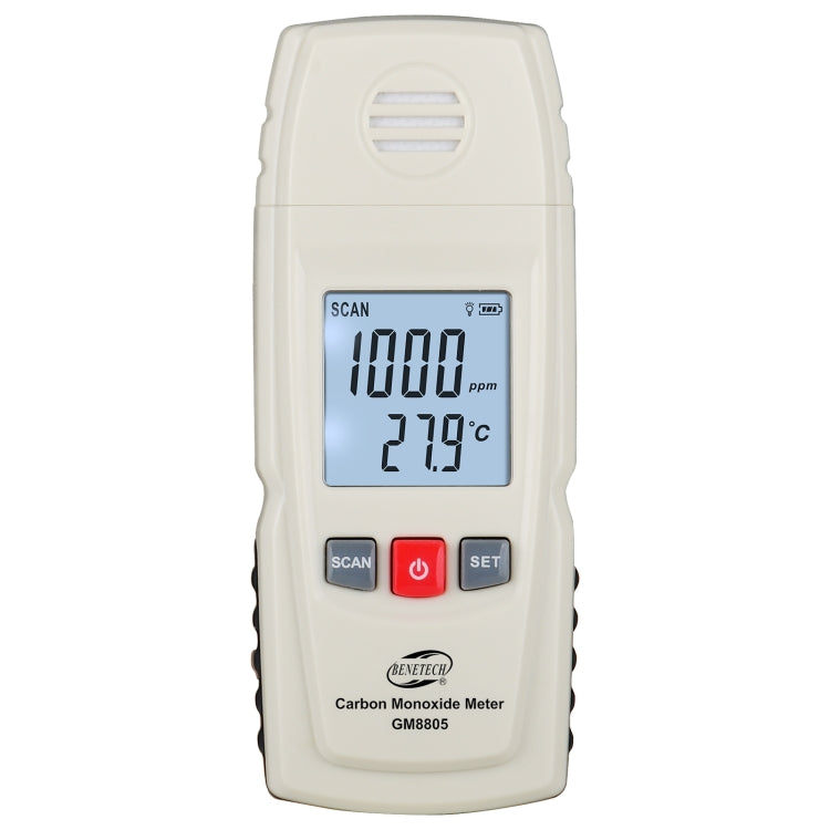 BENETECH GM8805 Pantalla LCD Probador de medidor detector de monitor de CO de monóxido de carbono portátil, rango de medida: 0-1000 ppm