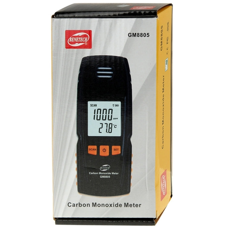 BENETECH GM8805 Pantalla LCD Probador de medidor detector de monitor de CO de monóxido de carbono portátil, rango de medida: 0-1000 ppm