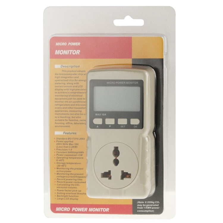 BENETECH GM86 Pantalla LCD MAX 10A Micro Monitor de potencia Medidor de energía, enchufe de la UE