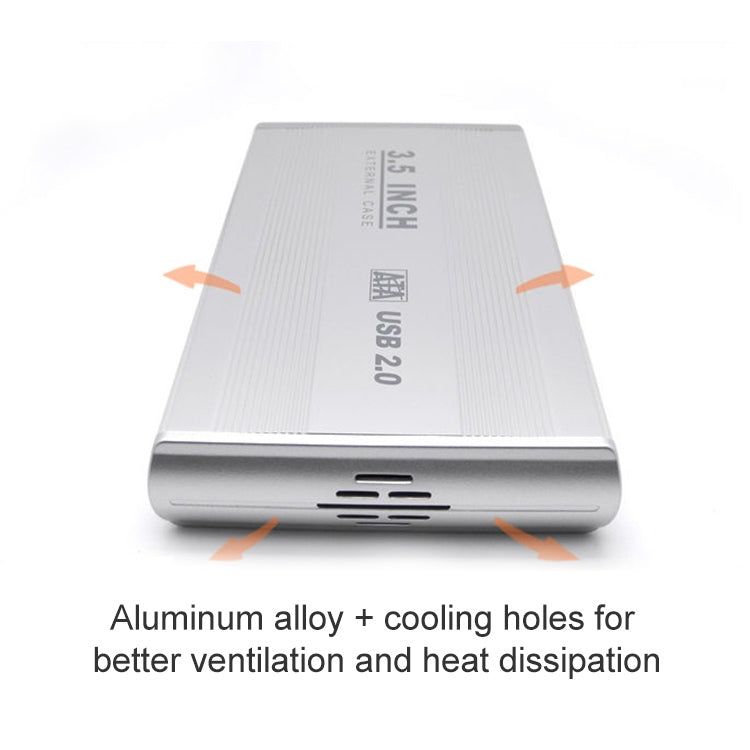 Caja externa HDD SATA de 3,5 pulgadas, compatible con USB 2.0, SATA With 2.0A Power, SATA With 1.5A Power
