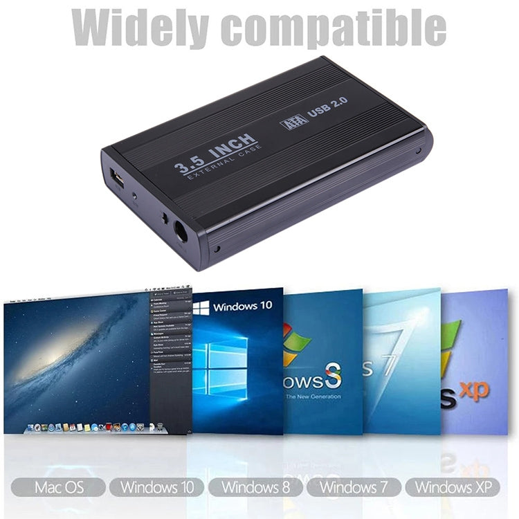 Caja externa HDD SATA de 3,5 pulgadas, compatible con USB 2.0, SATA With 2.0A Power, SATA With 1.5A Power