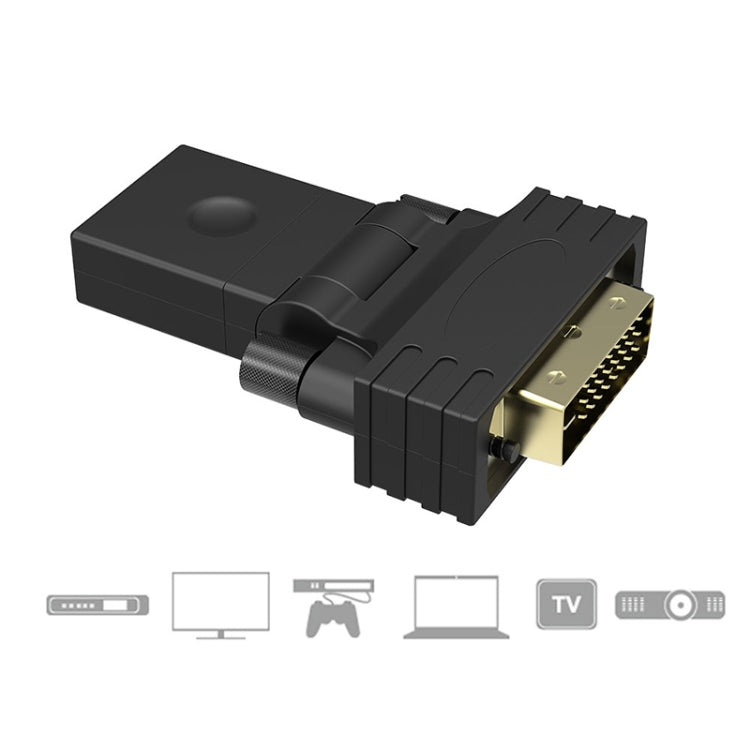 Adaptador macho HDMI de 24+1 pines chapado en oro con rotación de 360 grados a hembra HDMI de 19 pines, DVI 24+1Pin Male to HDMI Female