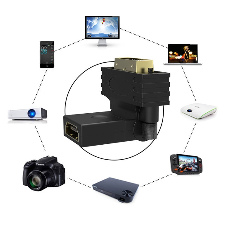 Adaptador macho HDMI de 24+1 pines chapado en oro con rotación de 360 grados a hembra HDMI de 19 pines, DVI 24+1Pin Male to HDMI Female