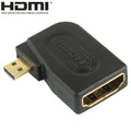 Adaptador macho HDMI micro chapado en oro a HDMI hembra de 19 pines con ángulo de 90 grados, Micro HDMI to HDMI