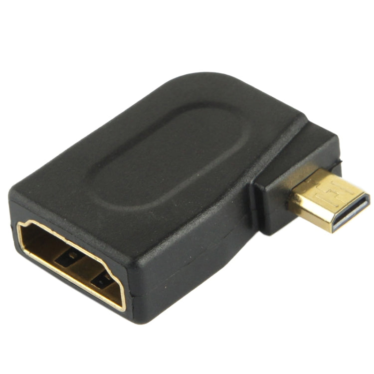 Adaptador macho HDMI micro chapado en oro a HDMI hembra de 19 pines con ángulo de 90 grados, Micro HDMI to HDMI