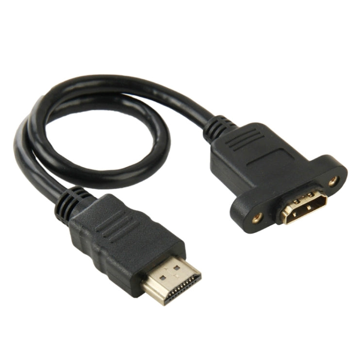 Cable adaptador HDMI (Tipo A) macho a HDMI (Tipo A) hembra de 30 cm con 2 orificios para tornillos, HDMI AM to AF with Ear Hole (30cm)