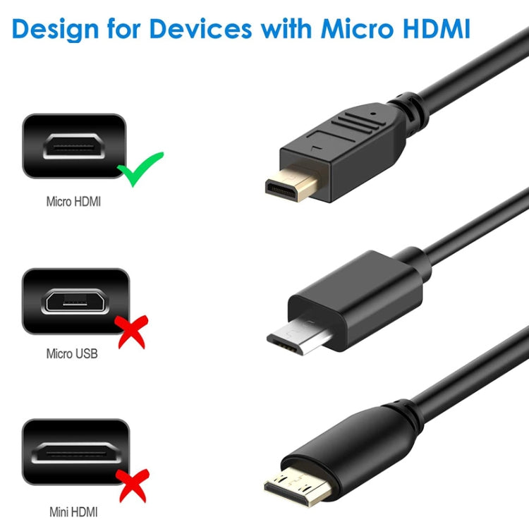 Cable adaptador Mini HDMI macho a Micro HDMI macho de 30 cm, Micro HDMI Male, Length: 30cm
