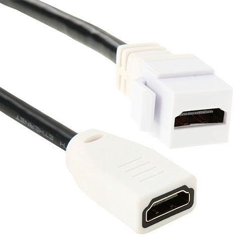 Cable adaptador de conector hembra de 19 pines HDMI V1.4 de alta velocidad de 15cm, HDMI AF to AF (White)
