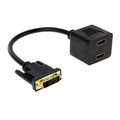Cable divisor DVI de 24+1 pines macho a 2 x HDMI hembra de 29,5 cm, DVI 24+1 Pin Male to 2 x HDMI Female