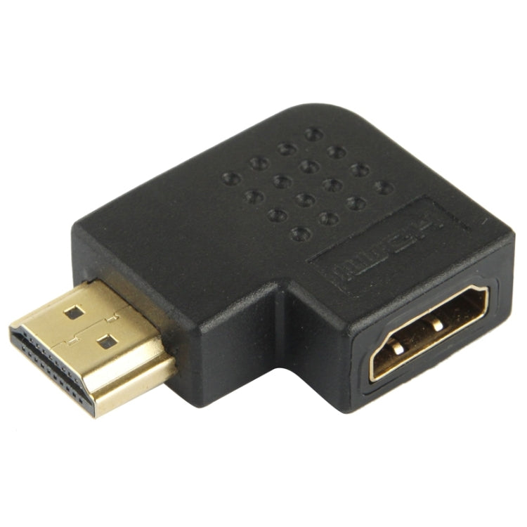 Adaptador macho de HDMI de 19 pines chapado en oro a HDMI de 19 pines hembra con ángulo de 90 grados, HDMI Male to Female
