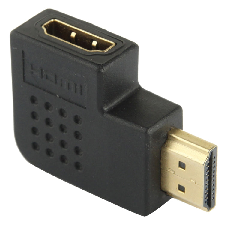 Adaptador macho de HDMI de 19 pines chapado en oro a HDMI de 19 pines hembra con ángulo de 90 grados, HDMI Male to Female