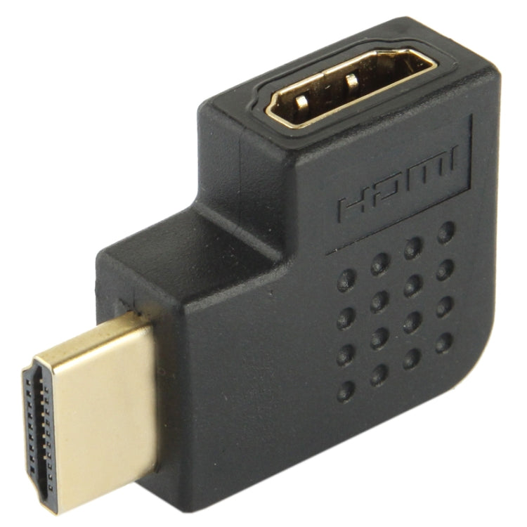 Adaptador macho de HDMI de 19 pines chapado en oro a HDMI de 19 pines hembra con ángulo de 90 grados, HDMI Male to Female