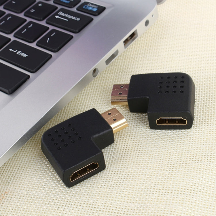 Adaptador macho de HDMI de 19 pines chapado en oro a HDMI de 19 pines hembra con ángulo de 90 grados, HDMI Male to Female