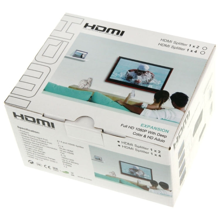 Mini divisor de HD 1080P 1x4 HDMI V1.4 para HDTV/STB/DVD/proyector/DVR, 1x4 HDMI (Mini)