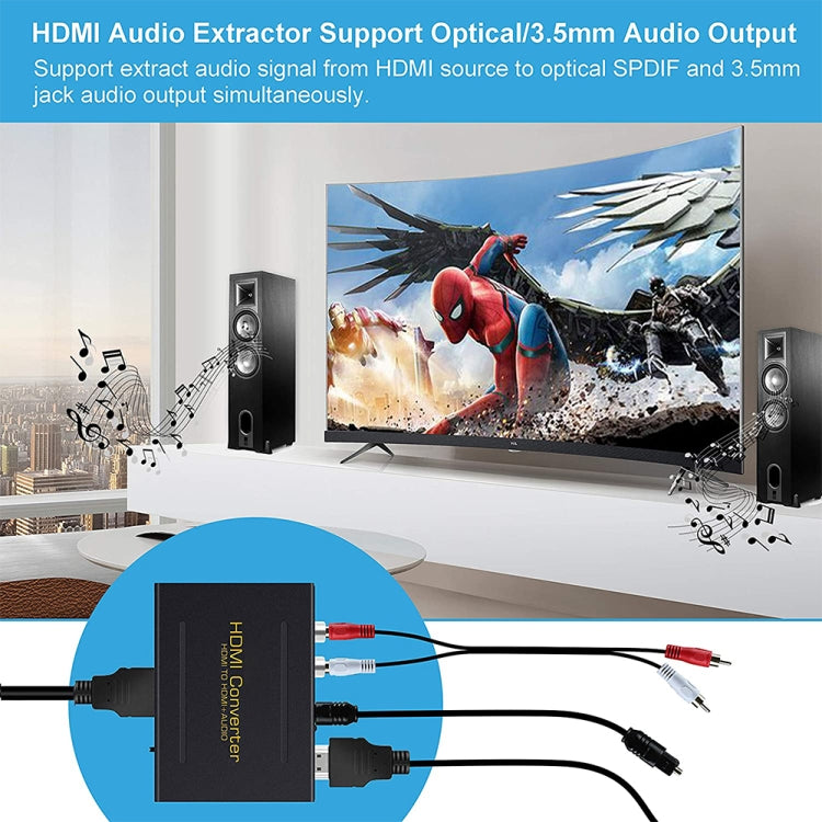 Convertidor HDMI a HDMI + Audio (SPDIF + R/L) (Enchufe UE), HDMI to HDMI + Audio