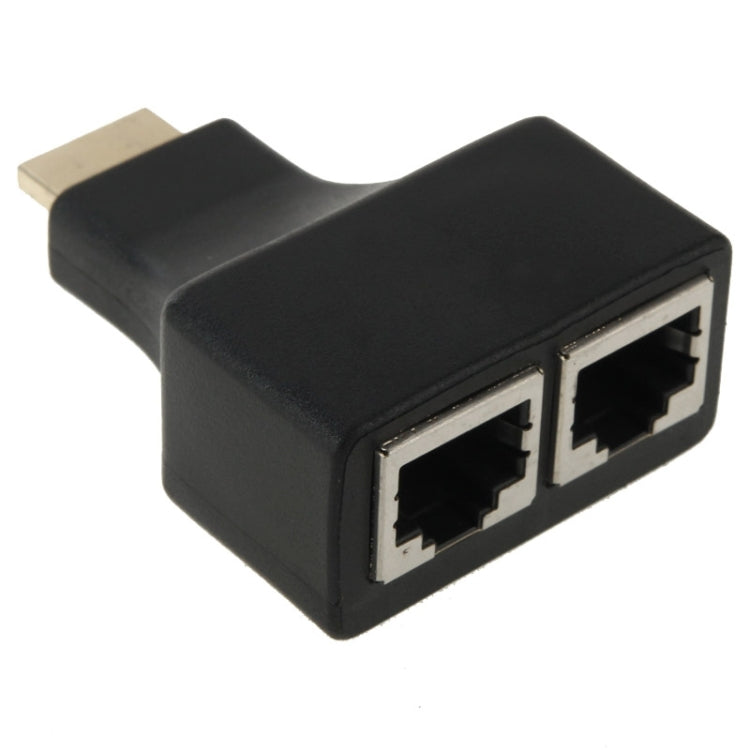 Extensor de cable de red HDMI a RJ45 de doble puerto de 30 m por Cat 5e/6 3D HDTV Up, Dual RJ45 Black