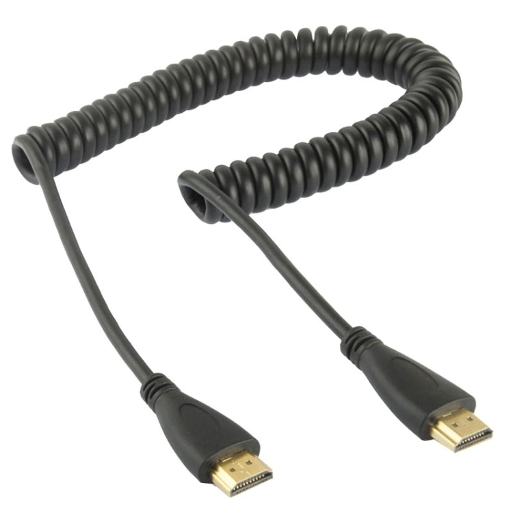 Versión 1.4, cable en espiral HDMI macho de 19 pines chapado en oro a HDMI macho, compatible con 3D/Ethernet, longitud: 60 cm (se puede extender hasta 2 m), HDMI AM to AM