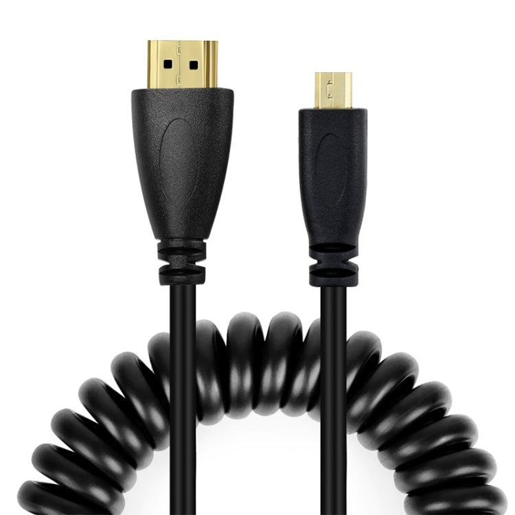 Versión 1.4, cable en espiral Micro HDMI macho a HDMI macho chapado en oro, compatible con 3D/Ethernet, longitud: 60 cm (se puede extender hasta 2 m), Micro HDMI AM to HDMI AM