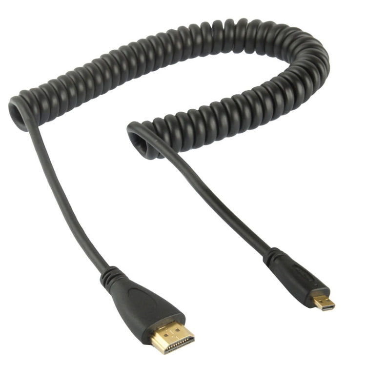 Versión 1.4, cable en espiral Micro HDMI macho a HDMI macho chapado en oro, compatible con 3D/Ethernet, longitud: 60 cm (se puede extender hasta 2 m), Micro HDMI AM to HDMI AM