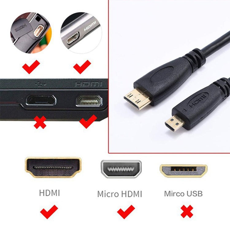 Versión 1.4, cable en espiral Micro HDMI macho a HDMI macho chapado en oro, compatible con 3D/Ethernet, longitud: 60 cm (se puede extender hasta 2 m), Micro HDMI AM to HDMI AM