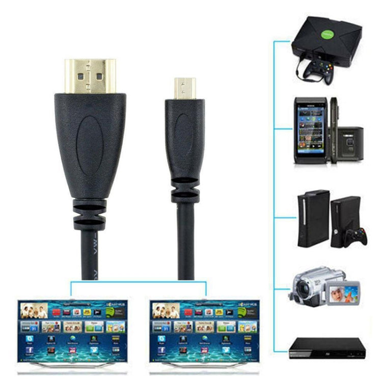 Versión 1.4, cable en espiral Micro HDMI macho a HDMI macho chapado en oro, compatible con 3D/Ethernet, longitud: 60 cm (se puede extender hasta 2 m), Micro HDMI AM to HDMI AM