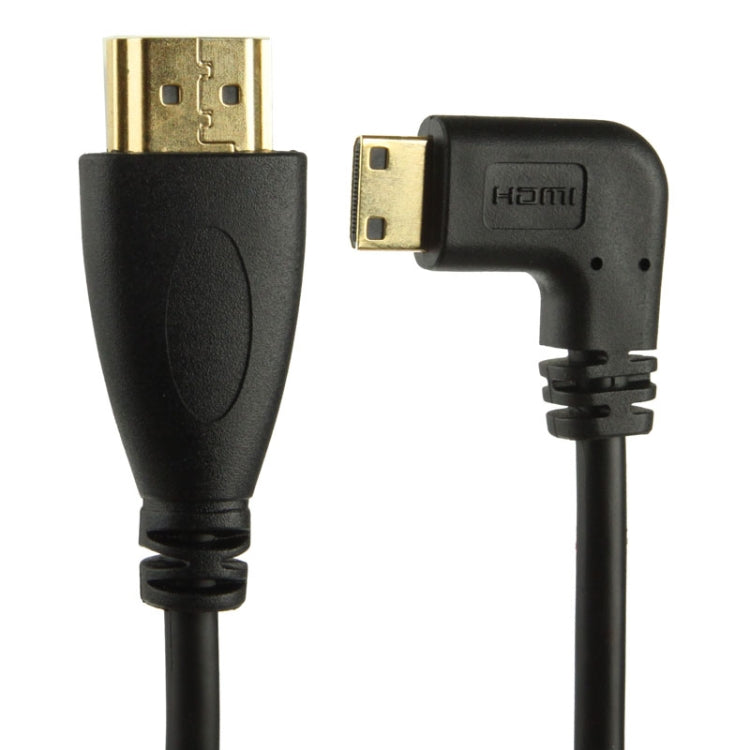 Versión 1.4 Mini HDMI macho chapado en oro a cable en espiral macho HDMI, compatible con 3D / Ethernet, longitud: 0,6 m-2 m, Right Angle Mini HDMI to HDMI AM