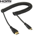 Versión 1.4, cable en espiral Mini HDMI macho a HDMI macho chapado en oro, compatible con 3D/Ethernet, longitud: 60 cm (se puede extender hasta 2 m), Mini HDMI AM to HDMI AM