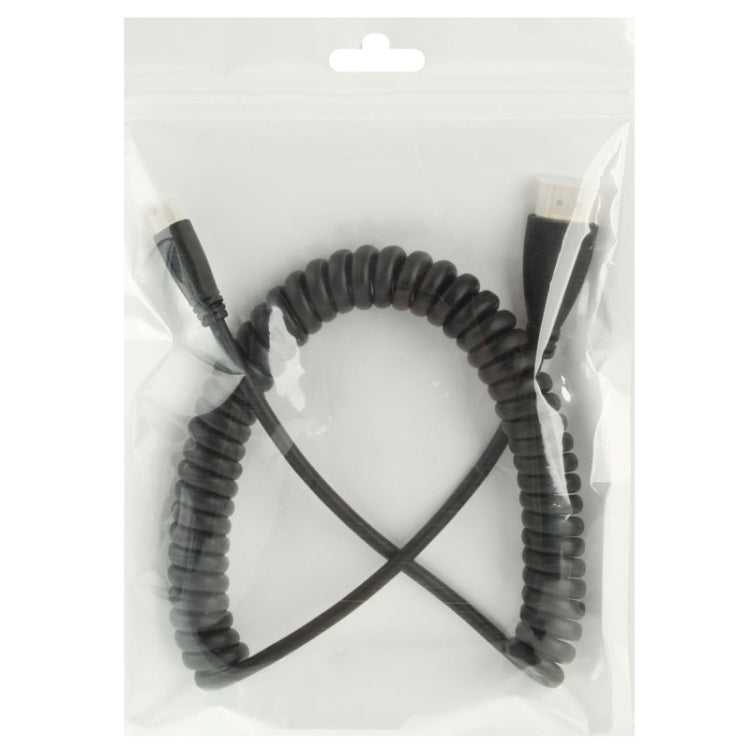 Versión 1.4, cable en espiral Mini HDMI macho a HDMI macho chapado en oro, compatible con 3D/Ethernet, longitud: 60 cm (se puede extender hasta 2 m), Mini HDMI AM to HDMI AM