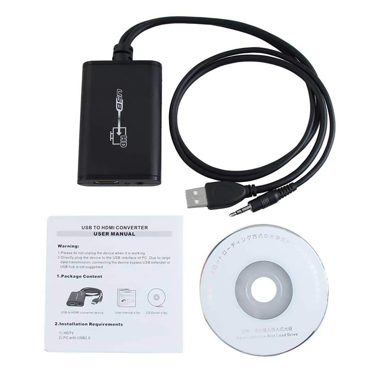 Líder de vídeo USB 2.0 a HDMI HD para HDTV, compatible con Full HD 1080P, USB 2.0