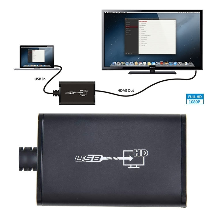 Líder de vídeo USB 2.0 a HDMI HD para HDTV, compatible con Full HD 1080P, USB 2.0