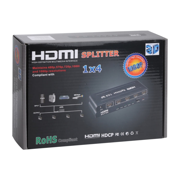 Divisor HDMI 1080P 1x4, versión 1.4, enchufe UE, 1x4 HDMI V1.3