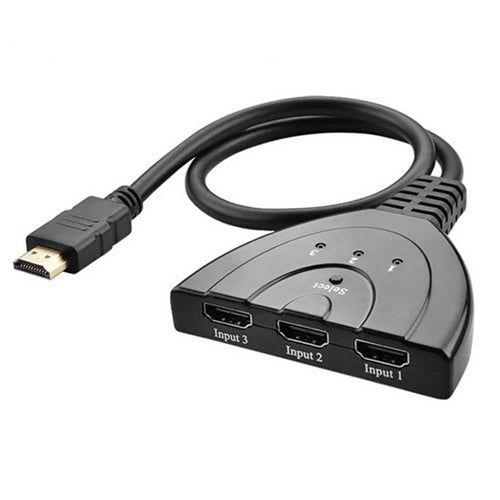Conmutador HDMI Pigtail 3x1 hasta 1080P (chapado en oro), 1080P